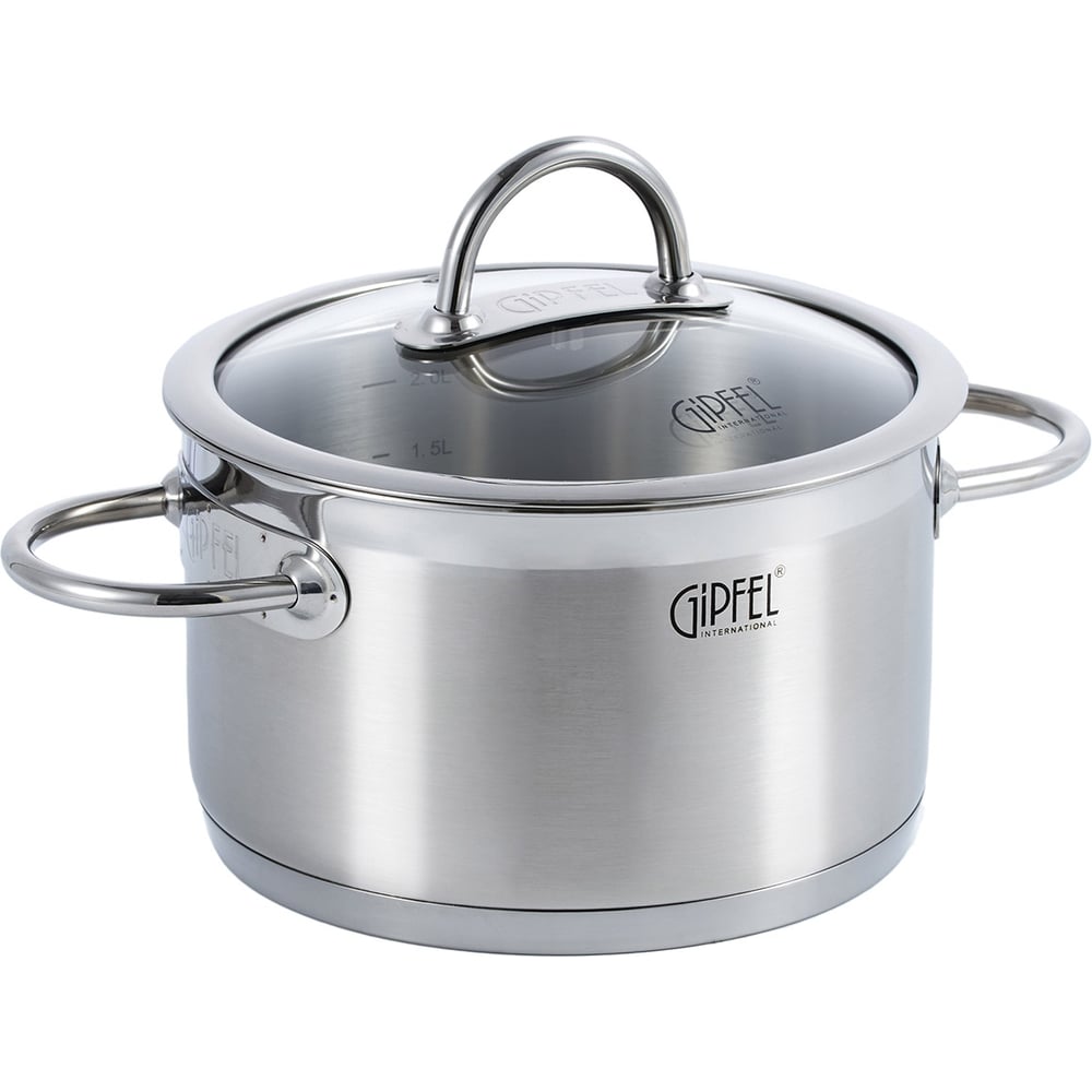 Изображение товара Кастрюля из нержавеющей стали Gipfel Signo 18 см 2.5 л крышка стекло
