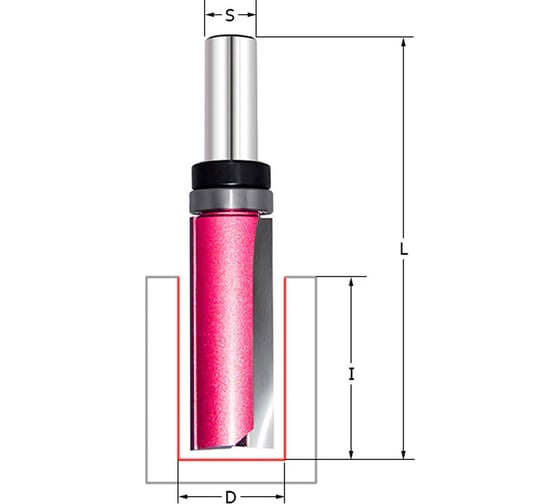 Изображение товара Фреза обгонная 2 верхних подшипника Z2, 16x30x80 мм, Sх6 мм PROCUT 152281BP