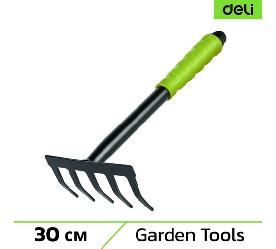 Изображение товара Грабли садовые ручные пятизубчатые 30см DL580813 защита от ржавчины, противоскользящая рукоять DELI 146804