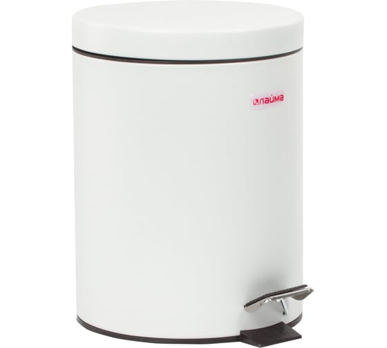 Изображение товара Ведро-контейнер для мусора (урна) с педалью LAIMA Classic, 5 л, белое, глянцевое, металл, внутреннее ведро 880979