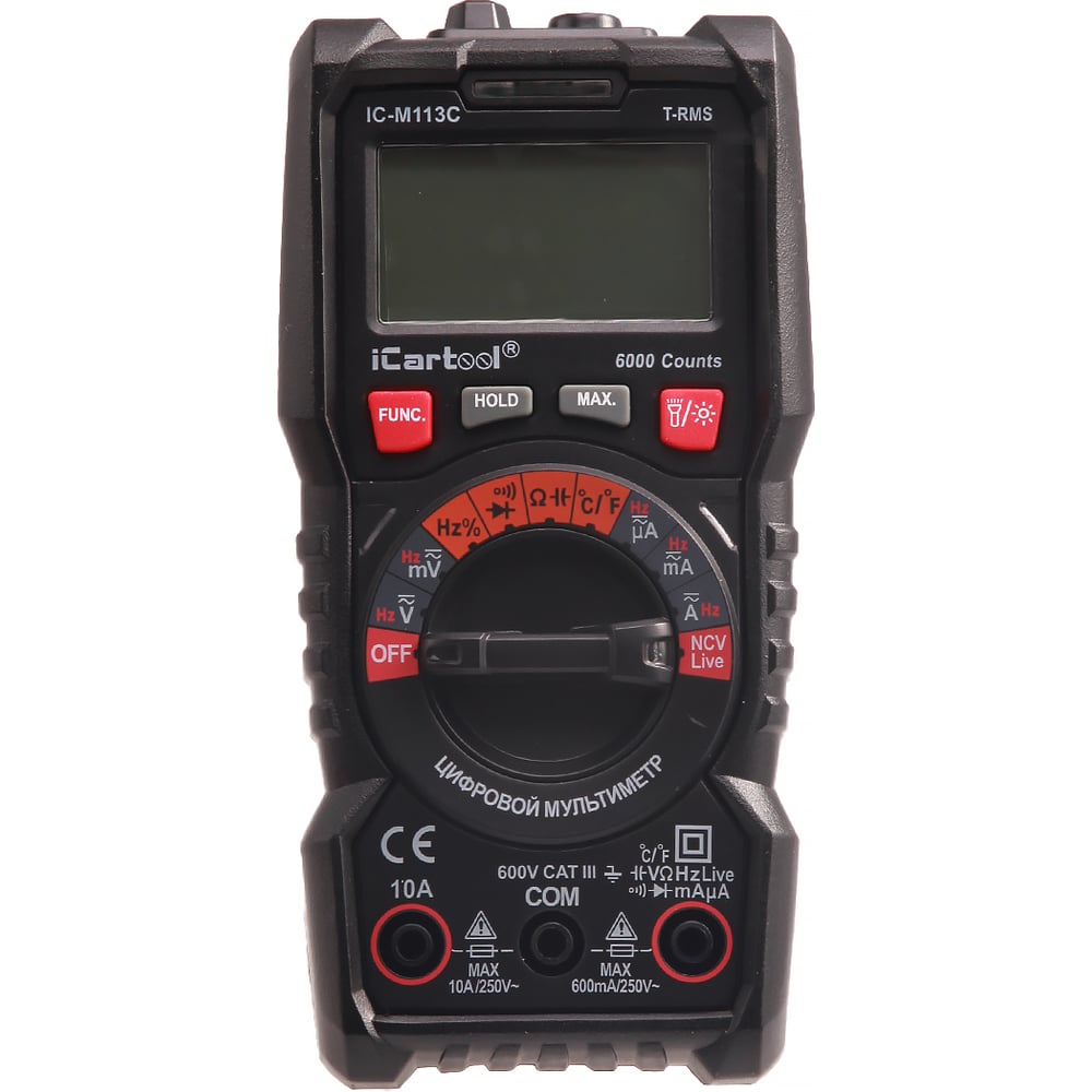 Цифровой мультиметр iCartool CAT III 600 V, TrueRMS, AC/DC IC-M113C