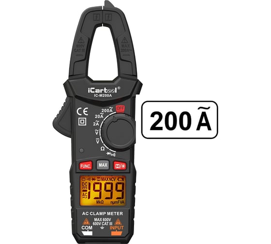 Изображение товара Токовые клещи переменного тока iCarTool 200 A IC-M200A