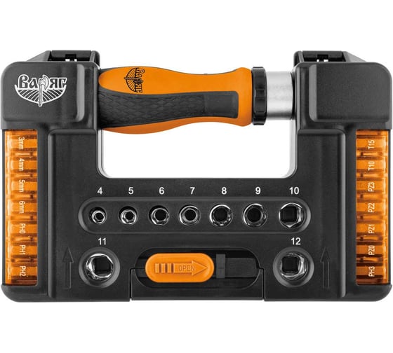 Изображение товара Реверсивная отвертка с набором бит и головок ВАРЯГ 86071 (38 предметов) (6/24) тов-211331