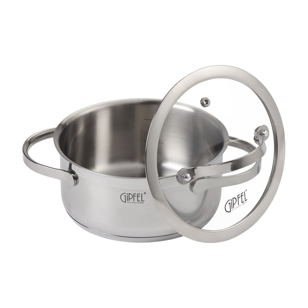 Изображение товара Кастрюля GIPFEL VICTORY 16 см нержавеющая сталь со стеклянной крышкой