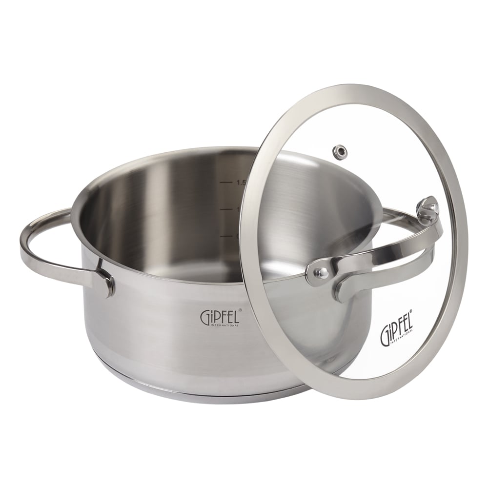 Изображение товара Кастрюля GIPFEL VICTORY 2.1 л с капсульным дном стеклянной крышкой