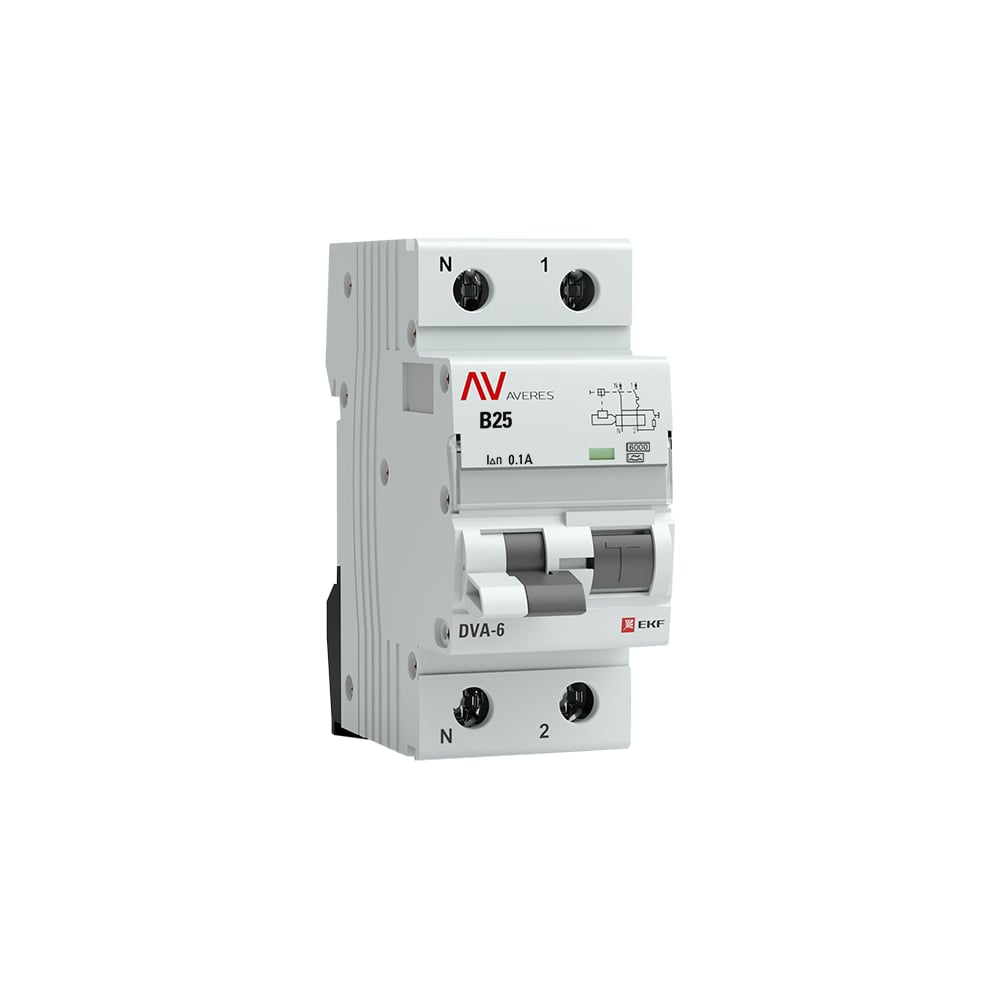 Дифференциальный автомат EKF AVERES DVA-6, 1P+N, 25А, 100мА, 6кА rcbo6-1pn-25B-100-a-av - 2