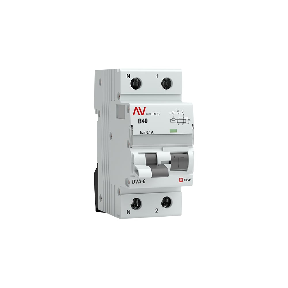 Дифференциальный автомат EKF DVA-6 1P+N 40А 100мА 6кА AVERES rcbo6-1pn-40B-100-ac-av