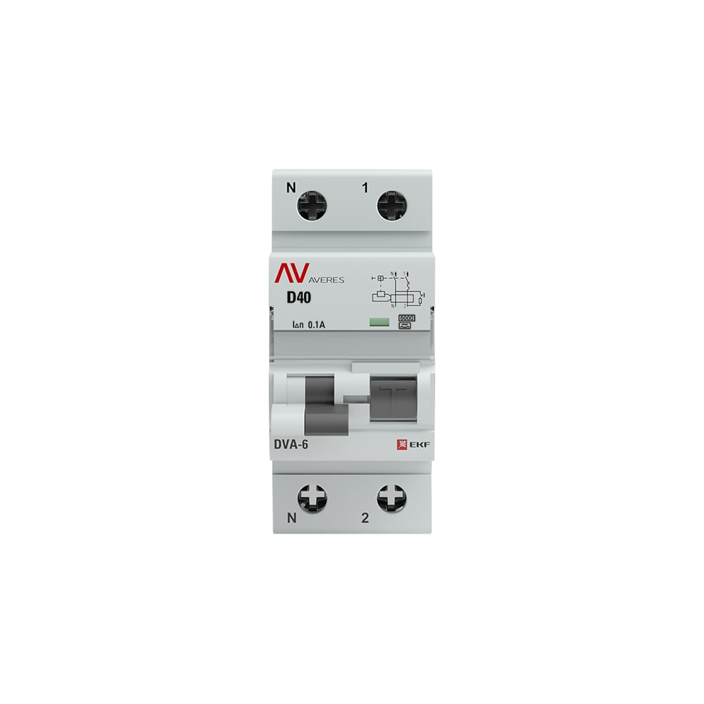Дифференциальный автомат EKF DVA-6 1P+N 40А 100мА 6кА AVERES rcbo6-1pn-40D-100-a-av