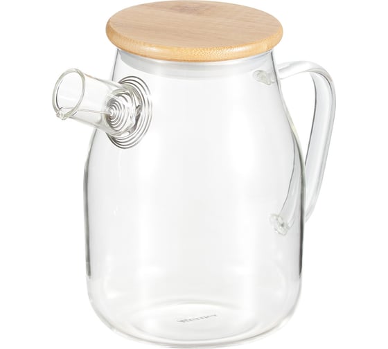 Изображение товара Чайник заварочный WERNER BAMBU с бамбуковой крышкой и фильтром-пружиной, 1000мл. Материал: жаропрочное боросиликатное стекло, бамбук, силикон, нерж.сталь. 51463