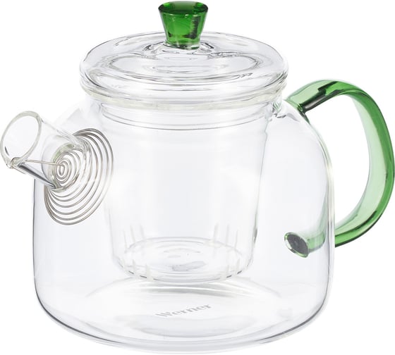 Изображение товара Чайник заварочный WERNER ALLEGRO 700 мл. Материал: боросиликатное стекло. Цвет: зеленый. 51892