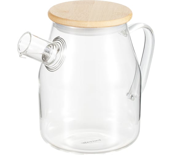 Изображение товара Чайник заварочный WERNER BAMBU с бамбуковой крышкой и фильтром-пружиной, 800мл. Материал: жаропрочное боросиликатное стекло, бамбук, силикон, нерж.сталь. 51462