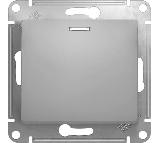 Изображение товара 1-клавишный выключатель Systeme Electric GLOSSA 10AX с подсветкой алюминий GSL000313