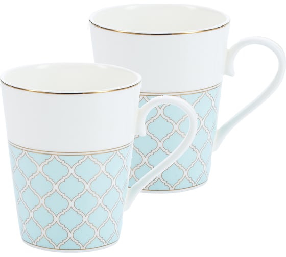 Изображение товара Набор кружек GIPFEL AURORA 400 мл, 2 шт., костяной фарфор, белый с голубым 42868