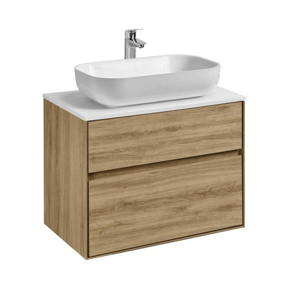 Изображение товара Тумба AQUATON Либерти 75/2 дуб Эльвезия современная подвесная мебель для ванной