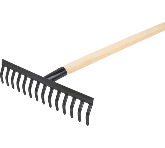 Изображение товара Грабли классические усиленные КЭС 360х1200 мм, 14 прямых зубьев, деревянный черенок 21010083