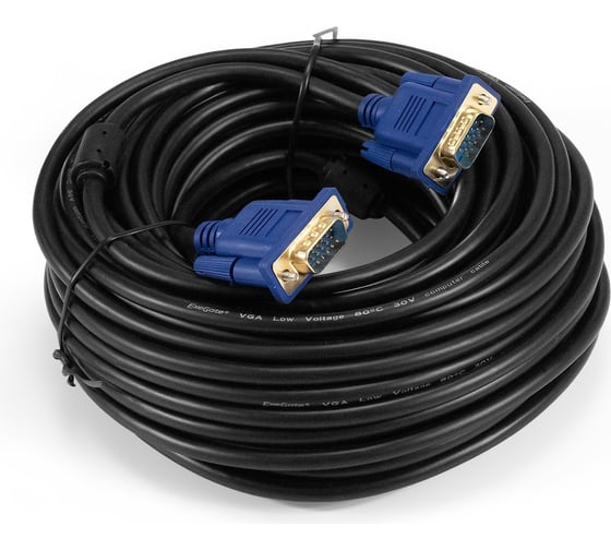 Изображение товара Кабель ExeGate VGA Pro EX-CC-PVGA-15M15M-20.0 15M 15M, 20м, 2 фильтра, позолоченные контакты, экран 294727