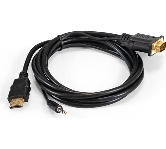 Изображение товара Кабель-переходник ExeGate HDMI-VGA EX-HDMIM-VGAM-3.5JackS-1.8 19M 15M+3.5mm Jack M, 1,8м Преобразователь цифрового HDMI сигнала в VGA видео и стерео-аудио 294719