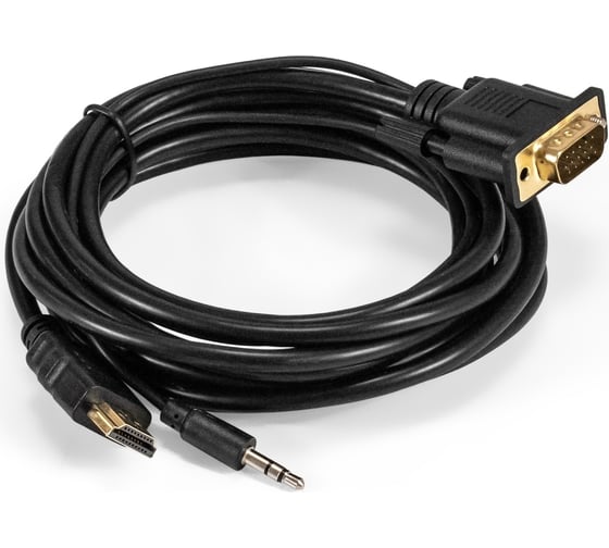 Изображение товара Кабель-переходник ExeGate HDMI-VGA EX-HDMIM-VGAM-3.5JackS-3.0 19M 15M+3.5mm Jack M, 3м Преобразователь цифрового HDMI сигнала в VGA видео и стерео-аудио 294720
