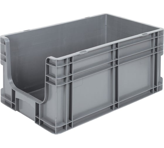Изображение товара Ящик Sembol Plastik п/п 510x290x235 мм, с вырезом, сплошной, усиленный, усиленное дно, цвет серый 31781