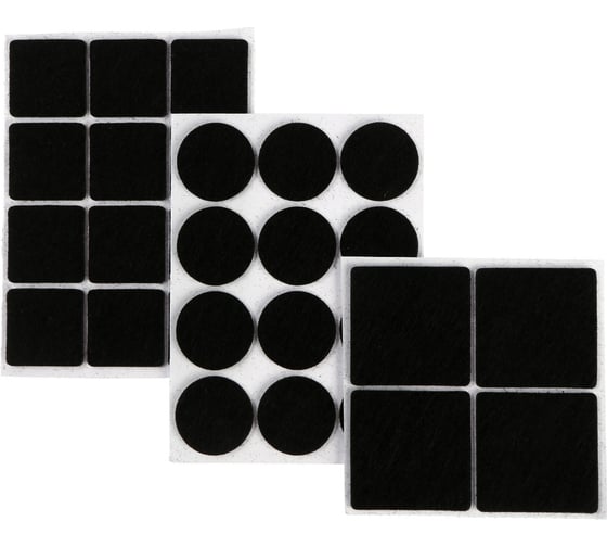 Изображение товара Набор накладок мебельных ТУНДРА войлочных, 28 шт., 2,5x2,5; d=2,5; 3,8x3,8, цвет черный 9938806