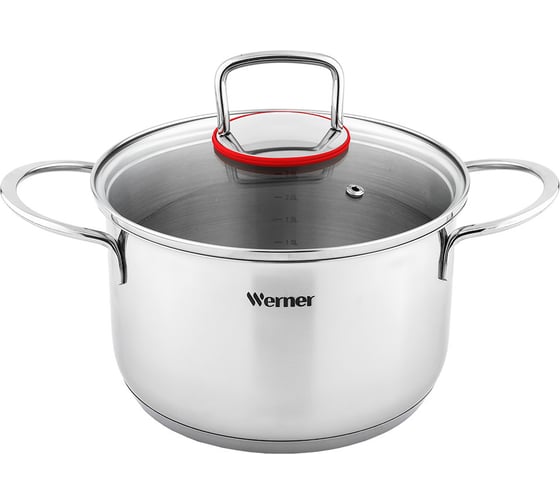 Изображение товара Кастрюля WERNER COMO 20x11,5см/3,6л со стеклянной крышкой, с индукционным капсульным дном. Материал: нерж. сталь. Толщина: 0,5мм 50170