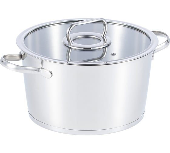 Изображение товара Кастрюля WERNER NICE 24x13,5см/5,4л со стеклянной крышкой, с индукционным капсульным дном. Материал: нерж. сталь 18/8. Толщина: 0,6мм 50314