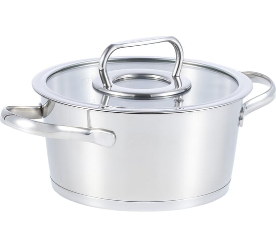 Изображение товара Кастрюля WERNER NICE 18x9см/2,0л со стеклянной крышкой, с индукционным капсульным дном. Материал: нерж. сталь 18/8. Толщина: 0,6мм 50312