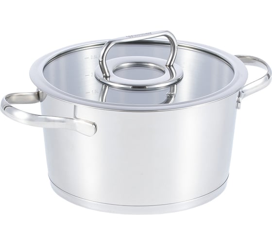 Изображение товара Кастрюля WERNER NICE 20x11см/3,1л со стеклянной крышкой, с индукционным капсульным дном. Материал: нерж. сталь 18/8. Толщина: 0,6мм 50313