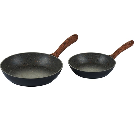 Изображение товара Набор из 2 сковород WERNER AREZZO 20x4,5см, 26x5,3см с индукционным дном, с двуслойным мраморным антипригарным покрытием Pfluon Marble. Материал: кованый алюминий. Толщина: 2,5мм 50310