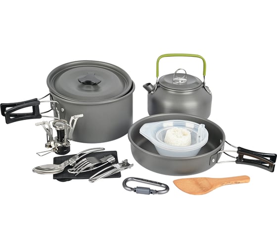 Изображение товара Набор туристической посуды с горелкой KITOKI NB6830-15, 15 предметов М7758095