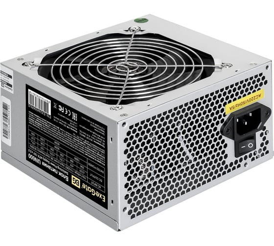 Изображение товара Блок питания ExeGate 600W UN600 ATX, 12cm fan, 24pin, 2x4+4pin, 2xPCI-E, 5xSATA, 3xIDE 244556