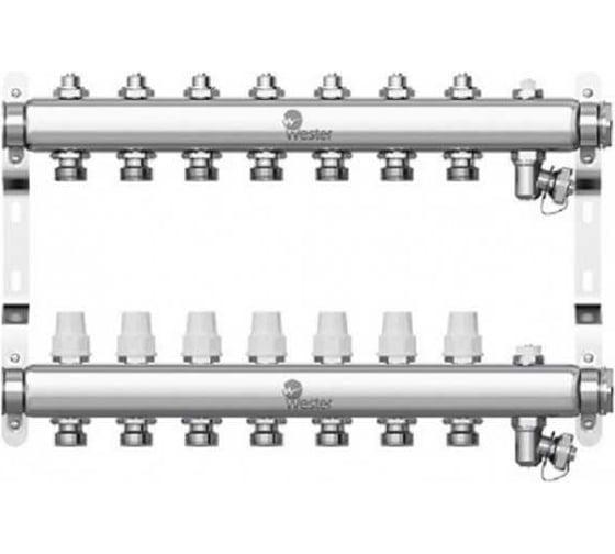 Изображение товара Коллектор в сборе Wester нержавеющая сталь, 1"-3/4", на 7 выходов, с 2 заглушками 0-32-1890