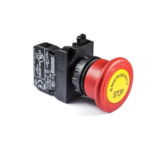 Изображение товара Аварийная кнопка Emas Грибок 40мм, возврат поворотом, 1НЗ, серия C, 250В AC, 4А CP200EE