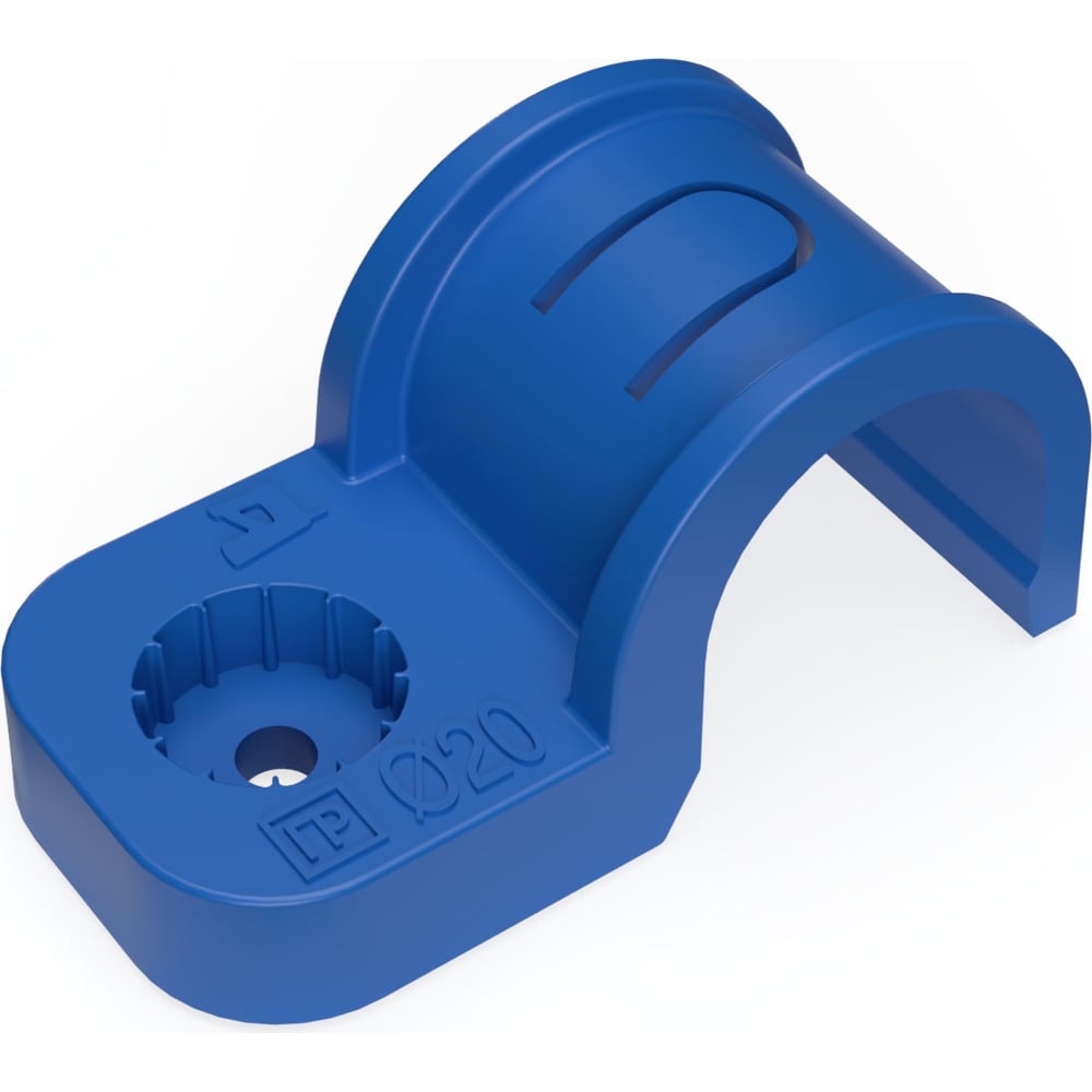 Изображение товара Крепеж-скоба пластиковая односторонняя для прямого монтажа Промрукав атмосферостойкая, синяя, d20 мм, 50 шт. PR13.2070