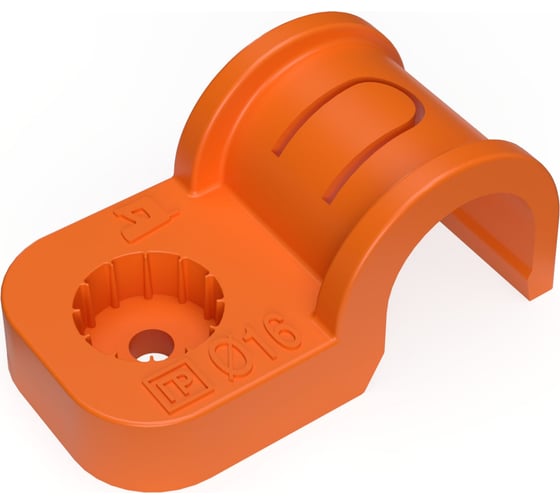 Изображение товара Крепеж-скоба пластиковая односторонняя для прямого монтажа Промрукав атмосферостойкая, оранжевая, d16 мм, 50 шт. PR13.1165
