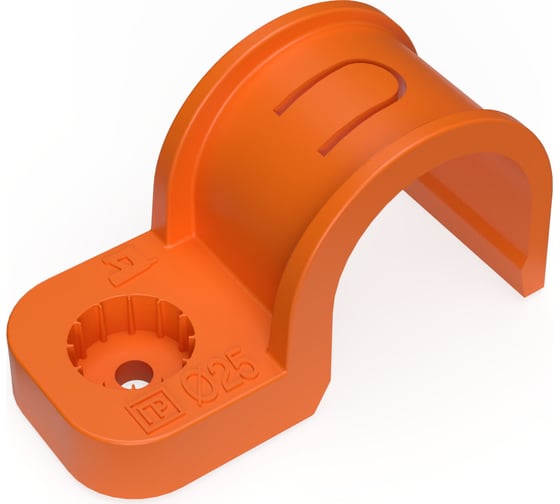 Изображение товара Крепеж-скоба пластиковая односторонняя для прямого монтажа Промрукав атмосферостойкая, оранжевая, d25 мм, 50 шт. PR13.1176