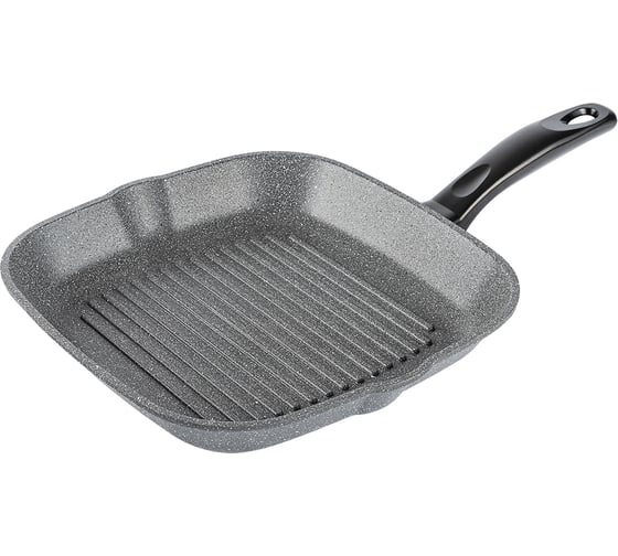 Изображение товара Сковорода WERNER-гриль LETIZIA 27,0x27,0x4,6 см из литого алюминия с пятислойным антипригарным мраморным покрытием GMM DURASLATE и бакелитовой ручкой. Толщина дна/стенок: 5,0/2,5 мм. 51885
