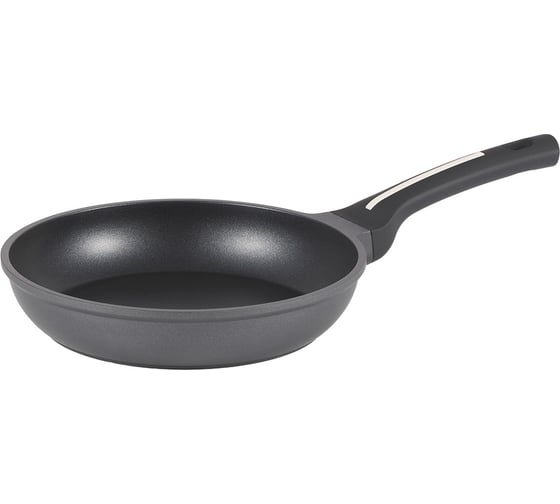 Изображение товара Сковорода WERNER NERO 24,0x5,0 см с индукционным дном, с двухслойным антипригарным покрытием Pfluon, бакелитовая ручка с покрытием Soft Touch. Материал: литой алюминий. Толщина стенок: 1,5 мм, толщина дна: 4,0 мм. 52081