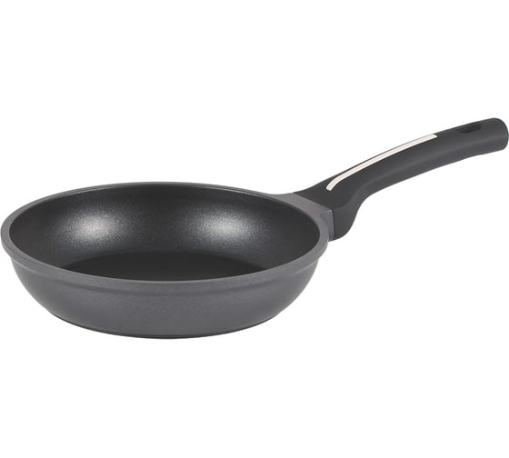 Изображение товара Сковорода WERNER NERO 20,0x4,5 см с индукционным дном, с двухслойным антипригарным покрытием Pfluon, бакелитовая ручка с покрытием Soft Touch. Материал: литой алюминий. Толщина стенок: 1,5 мм, толщина дна: 4,0 мм. 52080