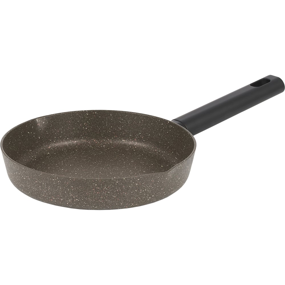 Сковорода WERNER ORGANIC STONE STYLE 24x5,0 см с индукционным дном, с двухслойным антипригарным покрытием Pfluon, бакелитовая ручка с покрытием Soft Touch. Цвет: коричневый. Материал: прессованный алюминий. Толщина стенок и дна: 2,8 мм. 51446