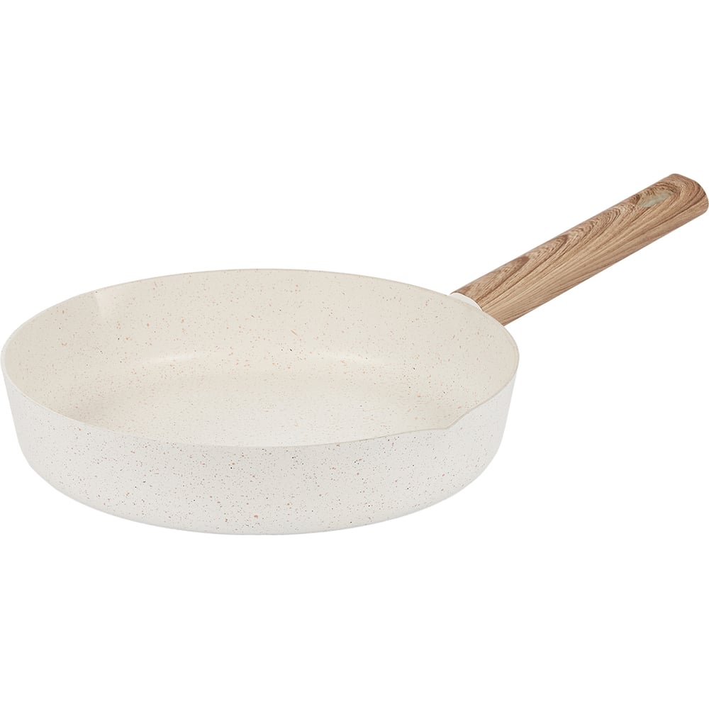 Сковорода WERNER ORGANIC BEIGE 28x5,5 см с индукционным дном, с двухслойным антипригарным покрытием Pfluon, бакелитовая ручка с покрытием Soft Touch. Цвет: бежевый. Материал: прессованный алюминий. Толщина стенок и дна: 2,8 мм. 51441