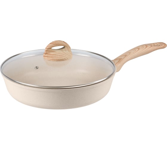 Изображение товара Сковорода WERNER LETIZIA 28,0x6,9 см из литого алюминия с антипригарным мраморным покрытием GMM DURASLATE и бакелитовой ручкой с покрытием Soft Touch. Цвет: бежевый. Толщина дна/стенок: 5,0/2,5 мм. 52203