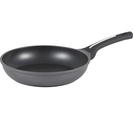 Изображение товара Сковорода WERNER NERO 26,0x5,4 см с индукционным дном, с двухслойным антипригарным покрытием Pfluon, бакелитовая ручка с покрытием Soft Touch. Материал: литой алюминий. Толщина стенок: 1,5 мм, толщина дна: 4,0 мм. 52082