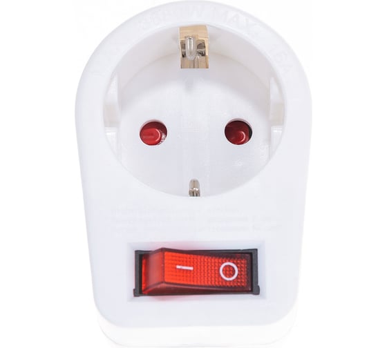 Изображение товара Переходник с выключателем Navigator NAD-1E-СS-WH, 1 гнездо 94669