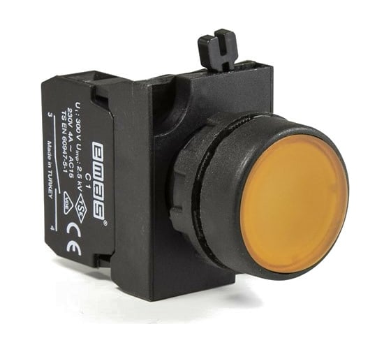 Изображение товара Нажимная кнопка Emas круглая жёлтая, 1НО, серия C, 250В AC, 4А, CP100DS