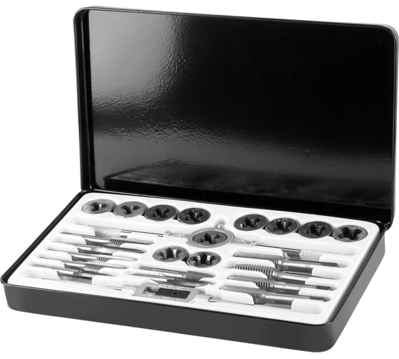 Изображение товара Набор метчиков и плашек AV Steel 24 предметов, 1/4"-1/2", в металлическом кейсе AV-921209