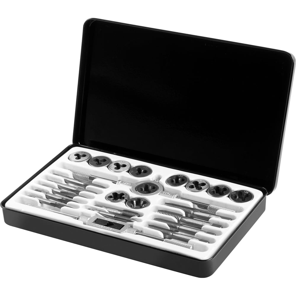 Изображение товара Набор метчиков и плашек AV Steel 24 предмета М5-М12 металлический кейс