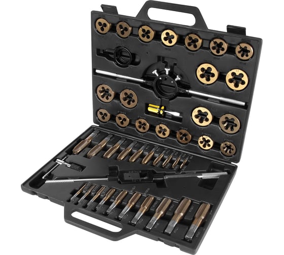 Изображение товара Набор метчиков и плашек AV Steel 45 предметов, М6-М24 AV-921214