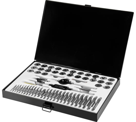 Изображение товара Набор метчиков и плашек AV Steel 60 предметов, М3-М12, 1/4"-1/2" в металлическом кейсе AV-921215