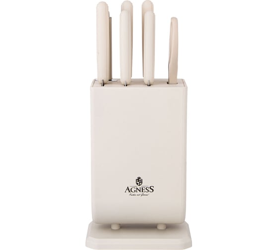 Изображение товара Набор ножей Agness с ножницами и мусатом на пластиковой подставке, 8 предметов 911-740